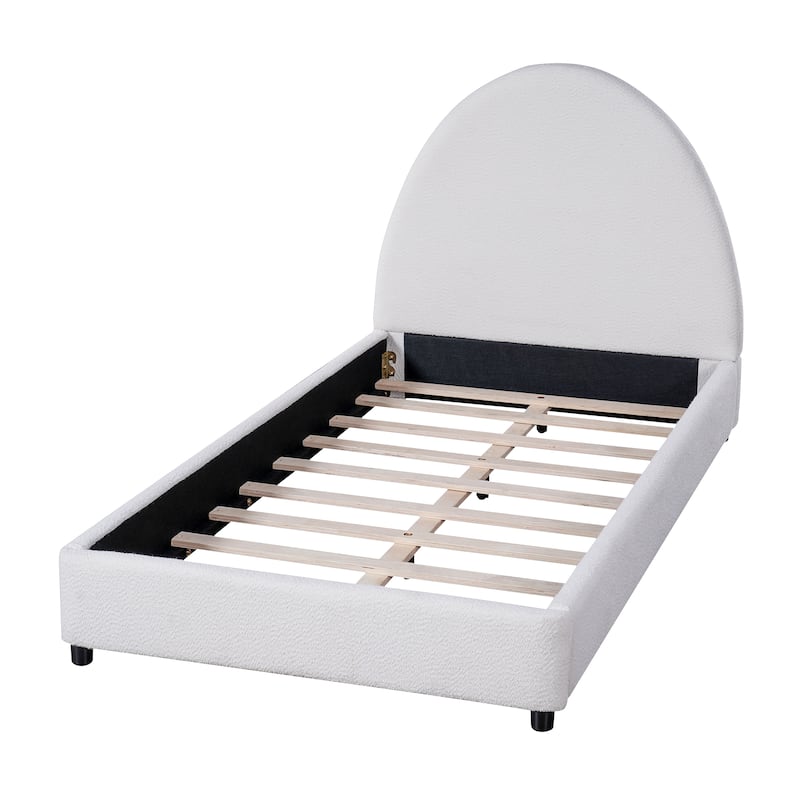 Christopher Knight Home - Luis Boucle Upholstered Bed Frame with Half-Round Headboard