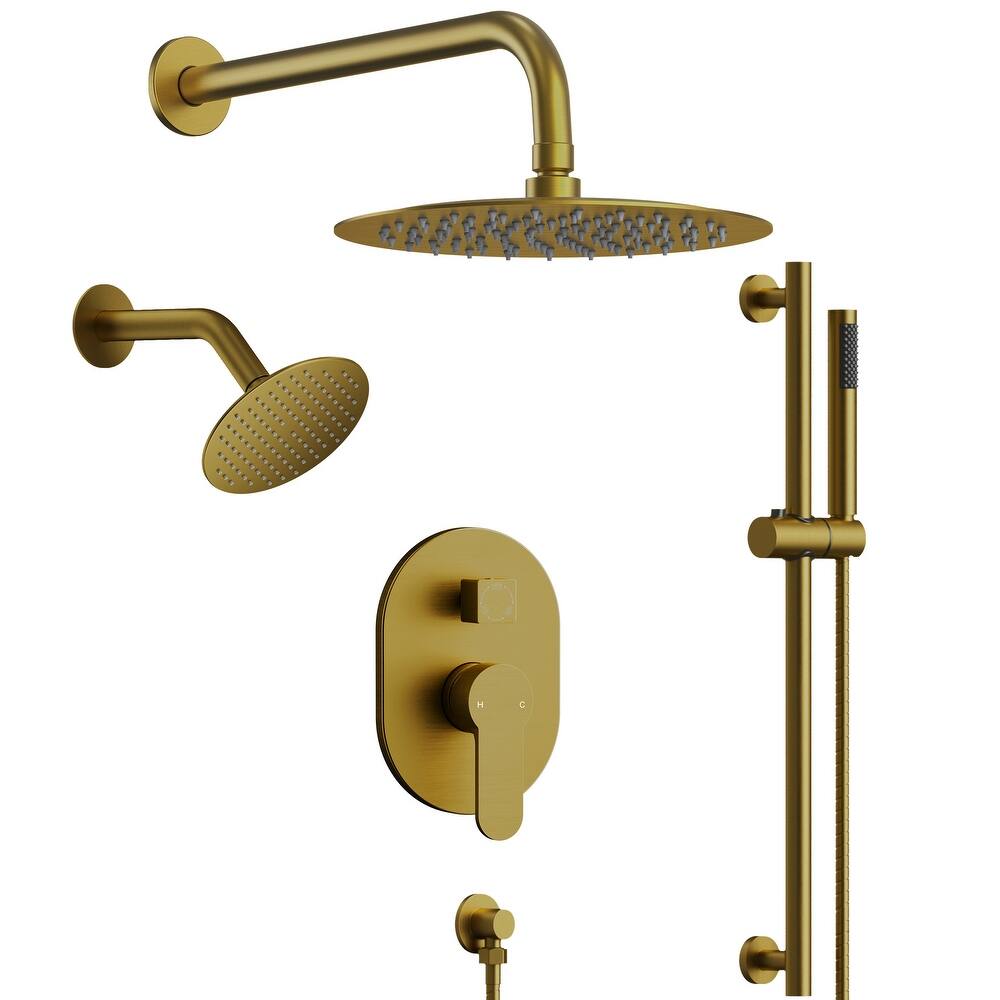 Shower System Dual Shower Heads 10 & 6 in Rainfall High Pressure Shower Faucet Set with Slide Bar Handheld Spray