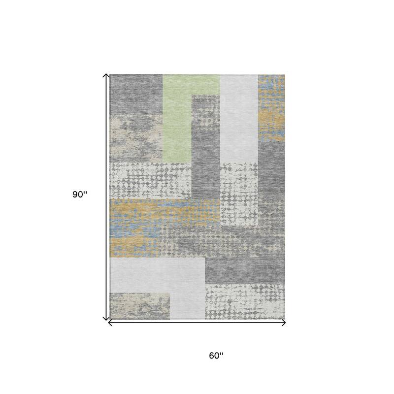 HomeRoots Geometric Transitional Rectangle Outdoor Rug
