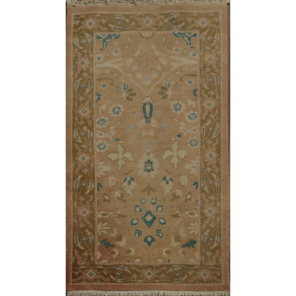 Hand Knotted Oriental 100% Wool Carpet Traditional All-Over Brown Ziegler Area Rug - 3' 9'' X 1' 11''