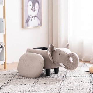 Animal Elephant Storage Upholstered Kids Ottoman