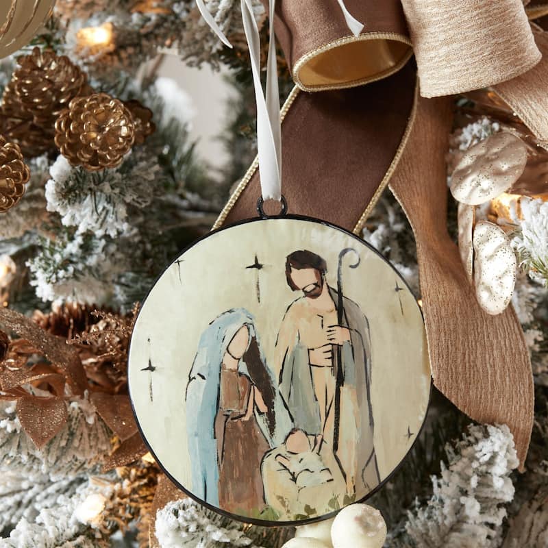 Holy Family Christmas Disc Ornaments - 6" - 12ct