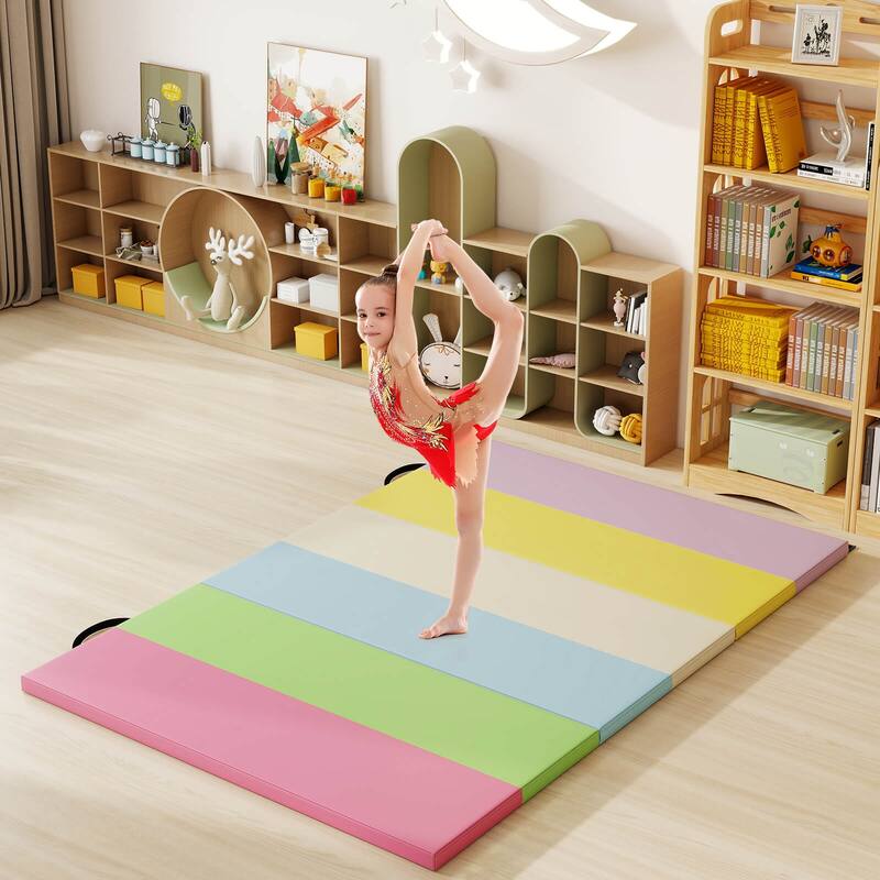 Costway Tri-Folding Gymnastics Mat 6' x 4' Tumbling Mat for Kids with - See Details