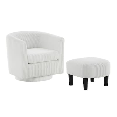Corduroy Swivel Accent Chair with Ottoman