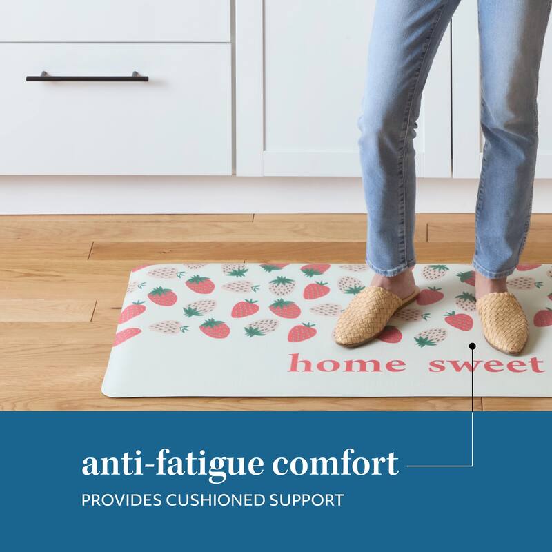 SUR LA TABLE KITCHEN ESSENTIALS Home Sweet Home Quirky Strawberries Fruit Anti Fatigue Comfort Mat, Kitchen Mat