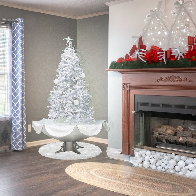 6' Lighted Musical Snowing Artificial Tinsel Christmas Tree White LED Lights
