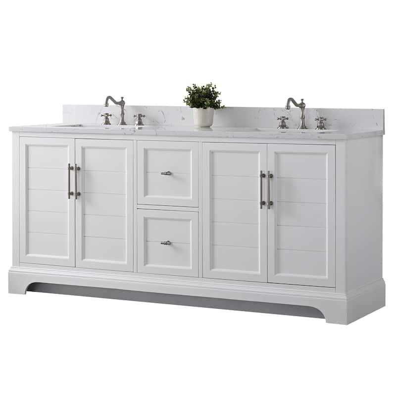 Vanity Art 72" Double Sink Bathroom Vanity with Top & Backsplash