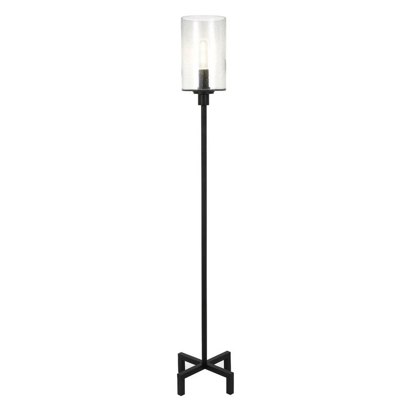 66" Modern Torchiere Floor Lamp with Glass Drum Shade and Metal Base Foot Switch Plug-In for Living Room - 66"H x 13"W x 13"D