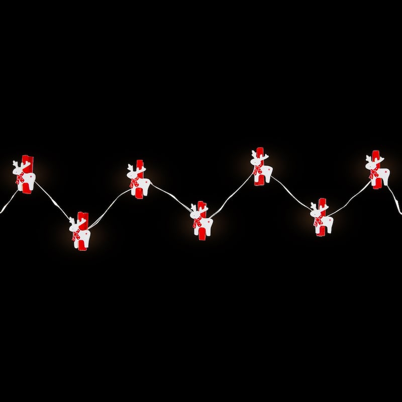 LED Mini Reindeer Christmas Fairy Light Clips - 5.25' Copper Wire - 10ct