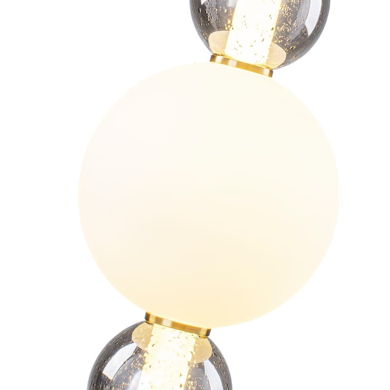3-Light Modern Gold LED Pendant Light with White & Smoke Glass Globes - Dia.7.09-in