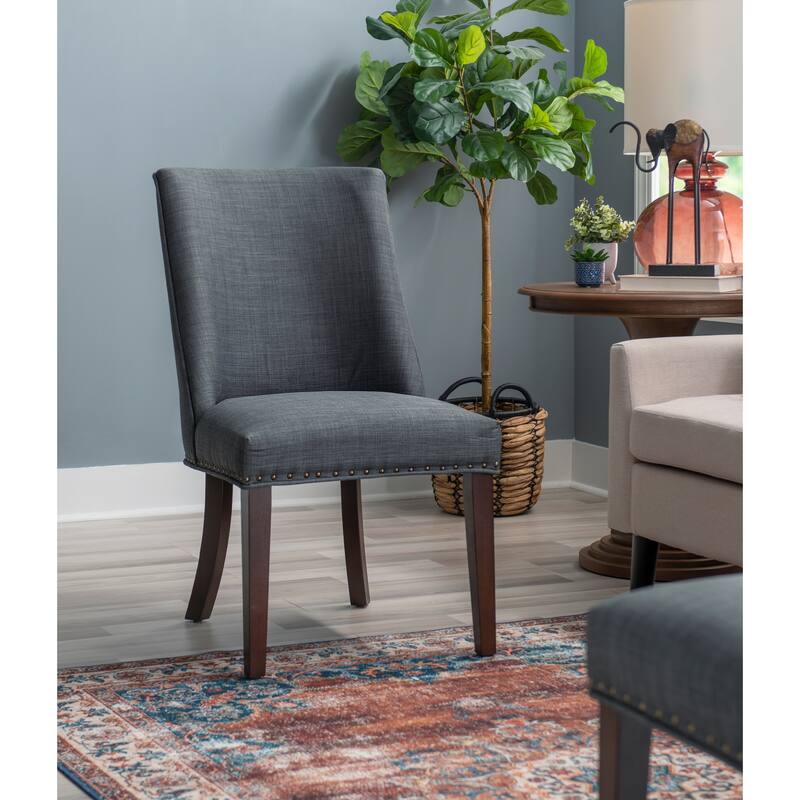 Linon Allard Modern Dining Chairs with Espresso Legs (Set of 2) - Grey