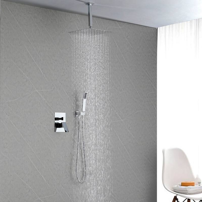 Shower Faucets Sets Complete Shower System 12 Inches Rain Shower Head with Handheld Shower Valve