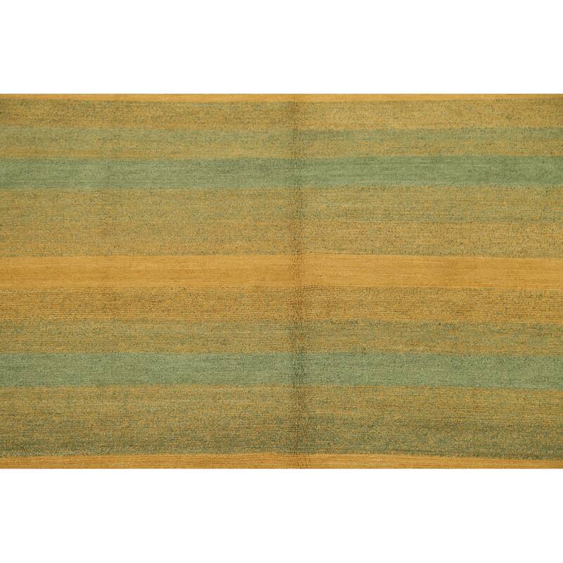 Vegetable Dye Striped Nepalese Oriental Area Rug Wool Handmade Carpet - 6'2" x 8'11"
