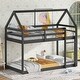 preview thumbnail 3 of 3, Safety and Quality Guaranteed Floor Bunk Bed with Ladder, Rubber Wood & House-Shaped, Twin over Twin, Black
