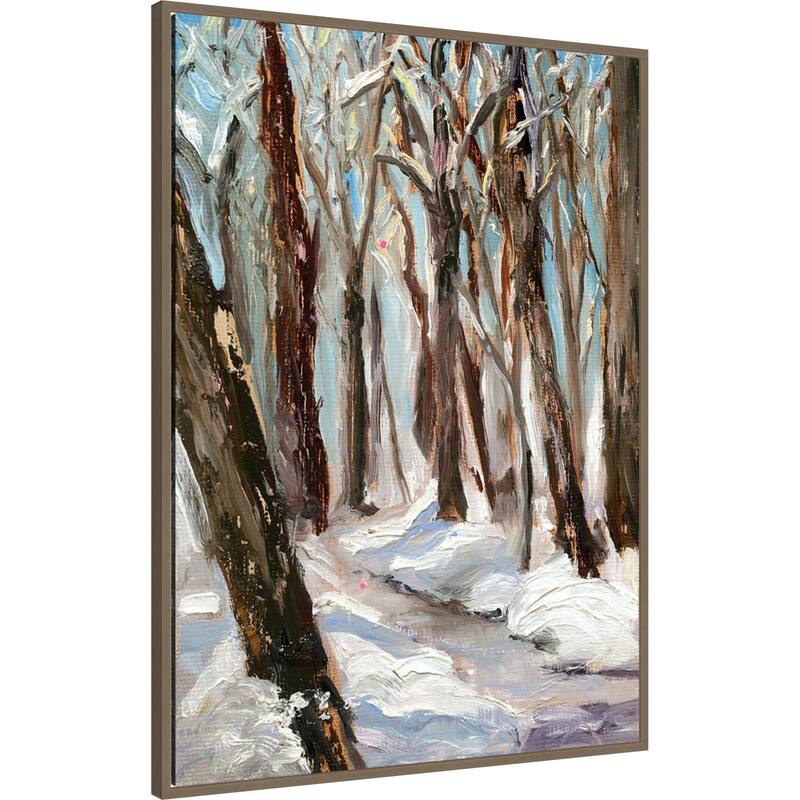 Woods in Winter by Sandra Iafrate Framed Canvas Wall Art Print - Sylvie Dark Gold