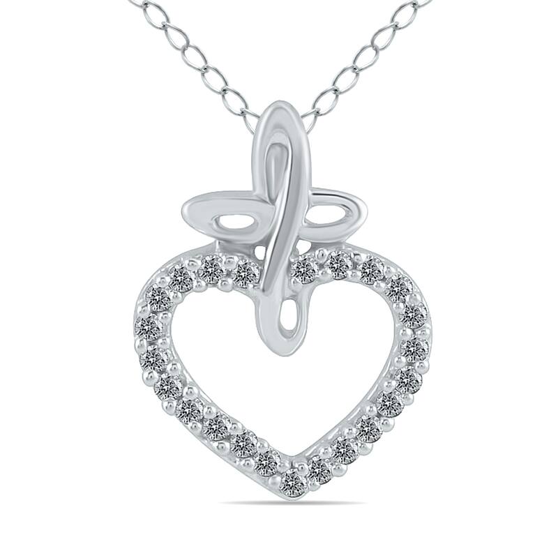 Marquee 10k White Gold 1/10ct TDW Diamond Heart Necklace (I-J, I1-I2)