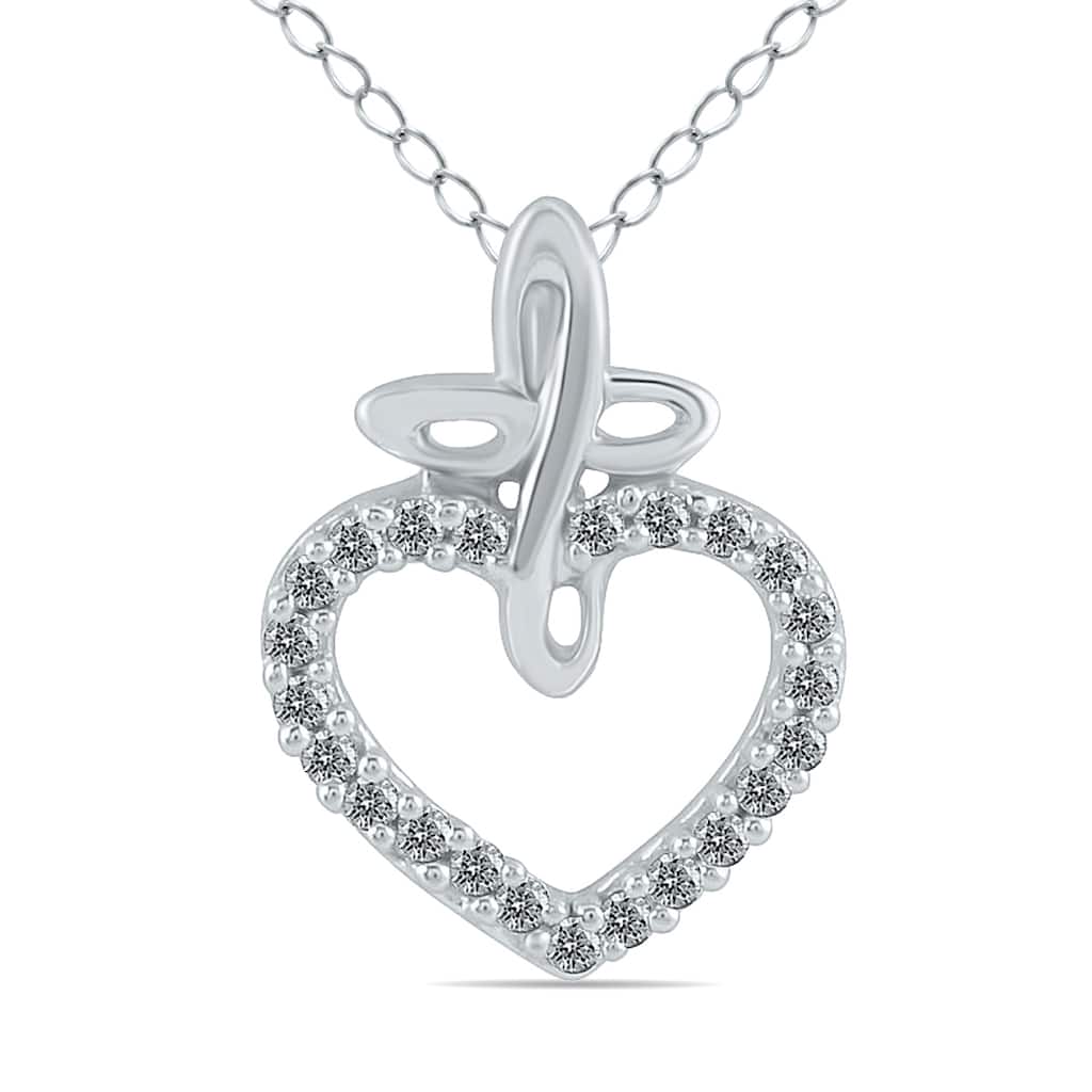 Marquee 10k White Gold 1/10ct TDW Diamond Heart Necklace (I-J, I1-I2)