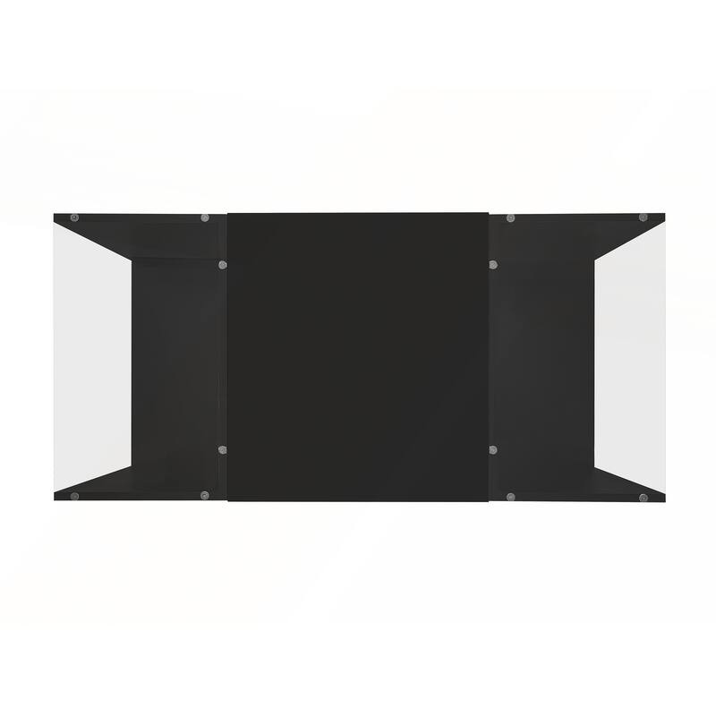 Modern Center Table with High-Gloss Finish and Glass Tabletop