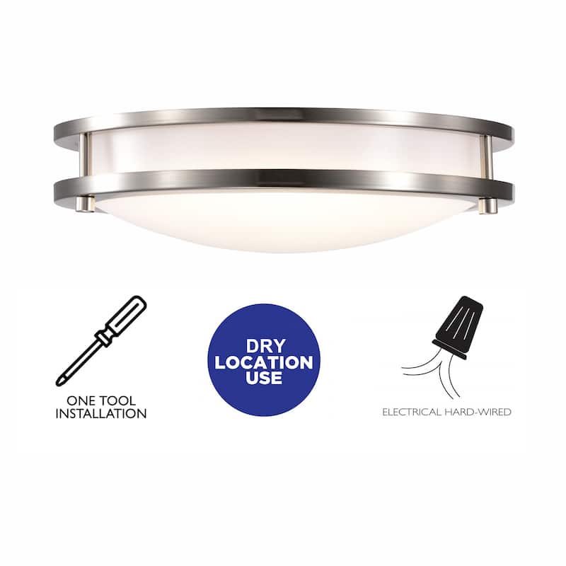 C Cattleya Brushed Nickel Integrated LED Flush Mount Ceiling Light Selectable 3000K/4000K/5000K