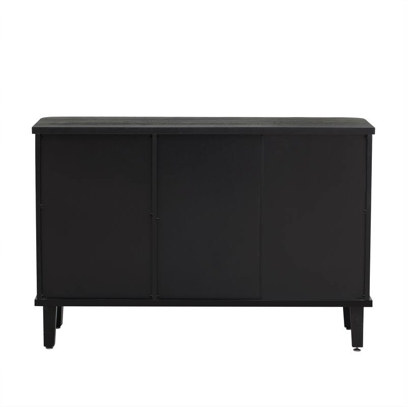 Simple and Atmospheric Solid Wood Veneer Fraxinus Mandschuric Cabinet with Three fir Doors,Adjustable