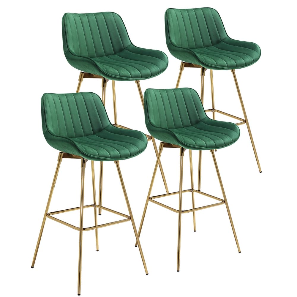 Art Leon Modern Swivel Velvet Barstool (Set of 4)