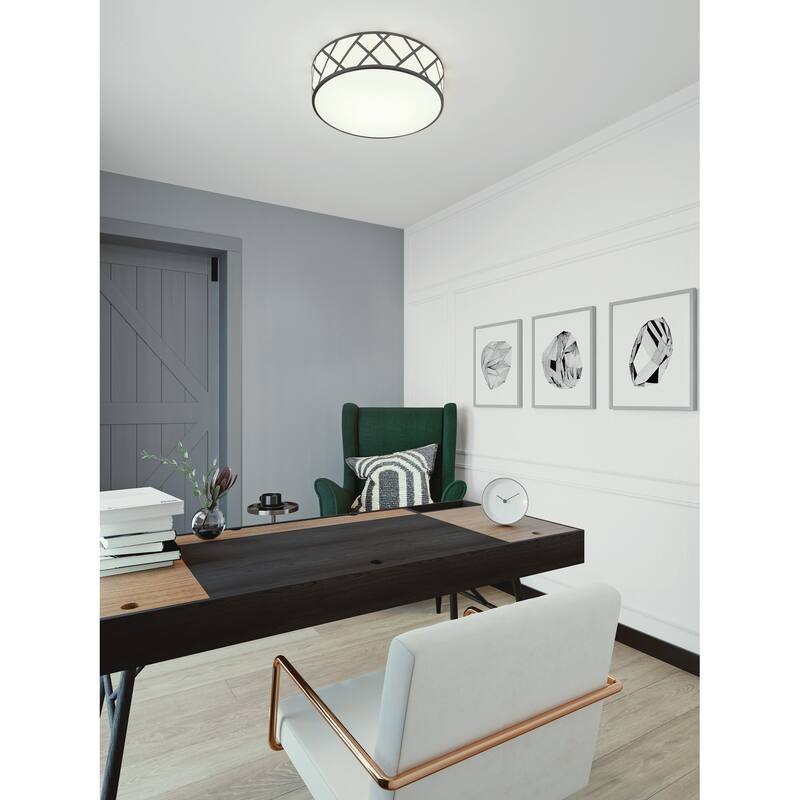 AFX HVNF21MB Haven 3 Light 21" Wide Flush Mount Drum Ceiling Fixture