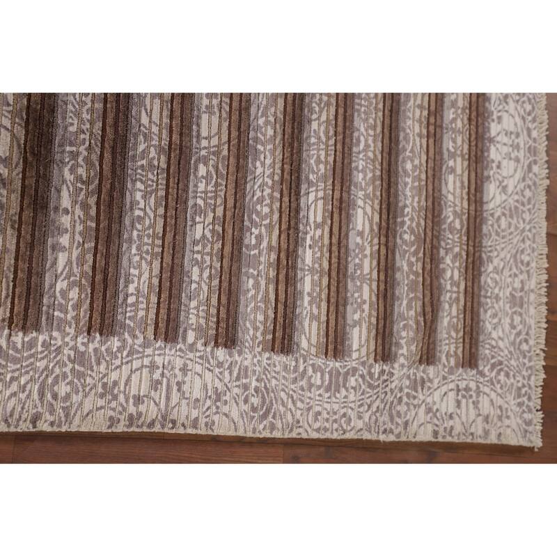 Modern Indian Accent Rug Handmade Abstract Wool Carpet - 2'8"x 5'0"