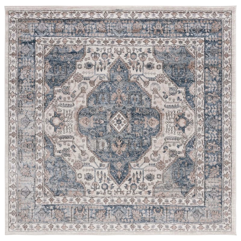 SAFAVIEH Oregon Ragna Traditional Oriental Beige/Grey Rug - 6'7" Square - Beige/Grey