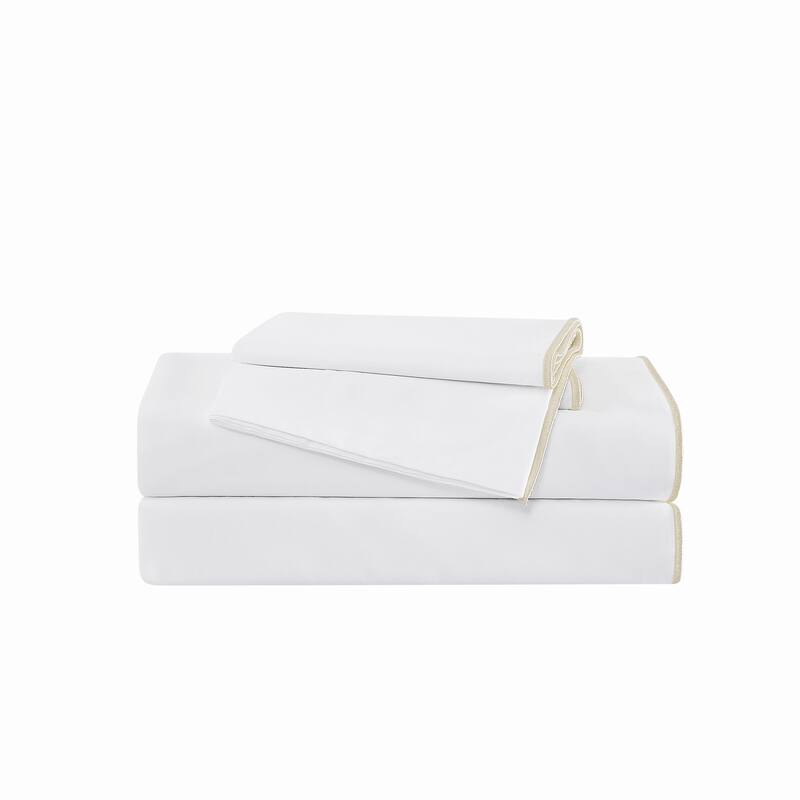 Brooklyn Loom Merrowed Edge 4 Piece Sheet Set - King - White/Chalk