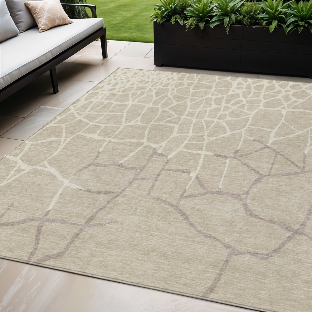 HomeRoots Abstract Transitional Rectangle Outdoor Rug