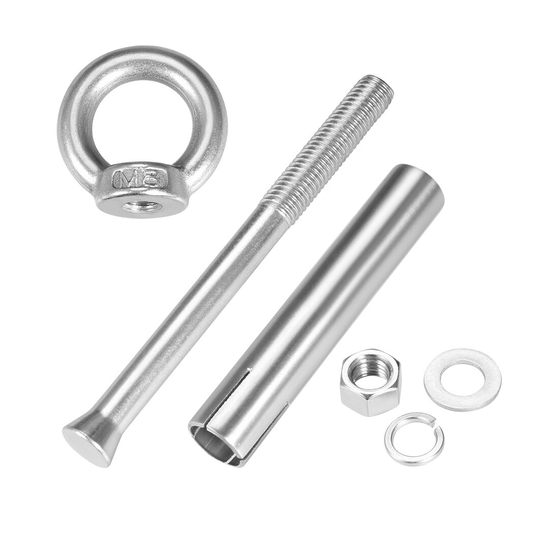 DAZISEN 4 Pcs Expansion Bolt M8 Stainless Steel Ring Eye Screw Fixing Anchors