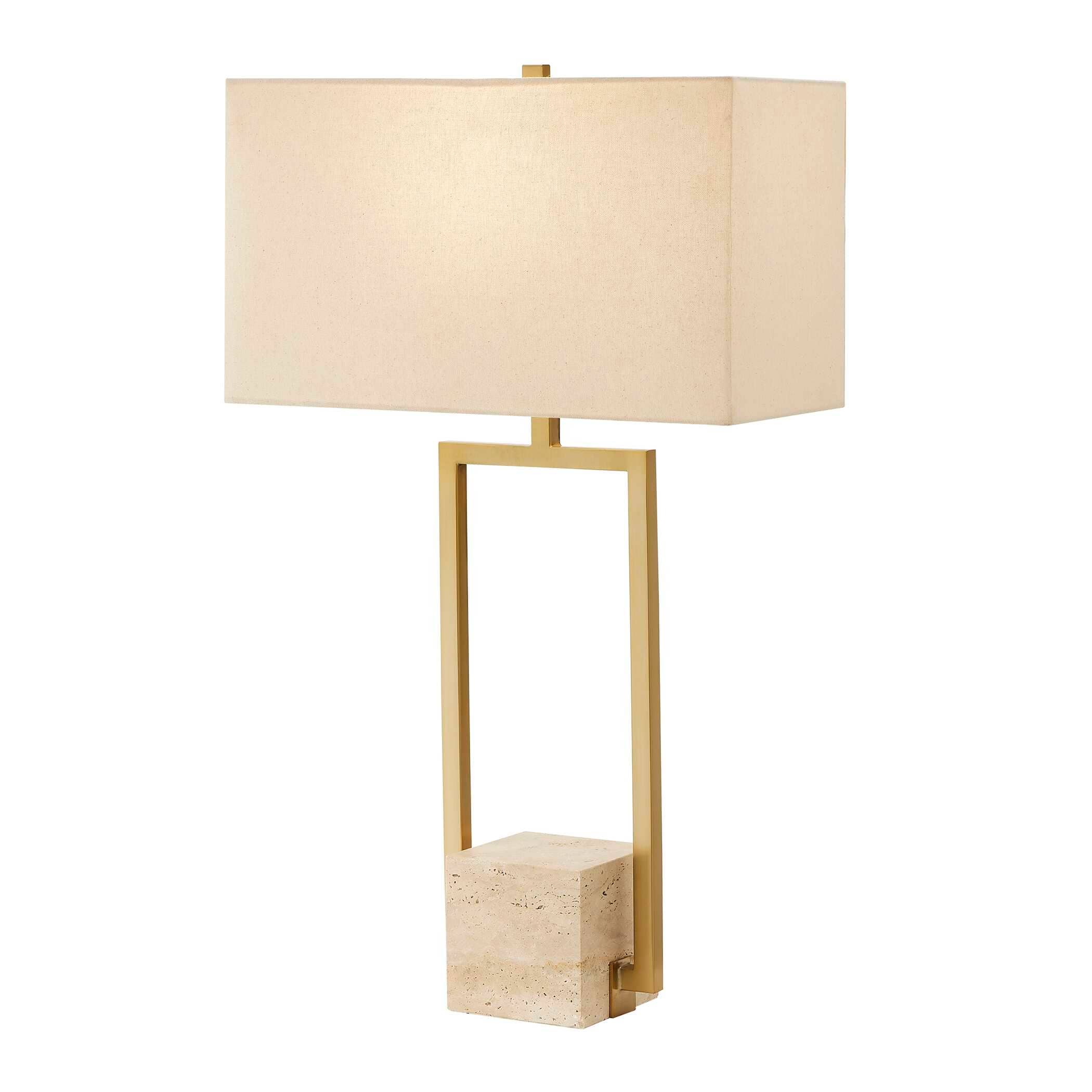 Uttermost Warrick Modern Travertine Table Lamp - 18"W x 10"D x 31.5"H