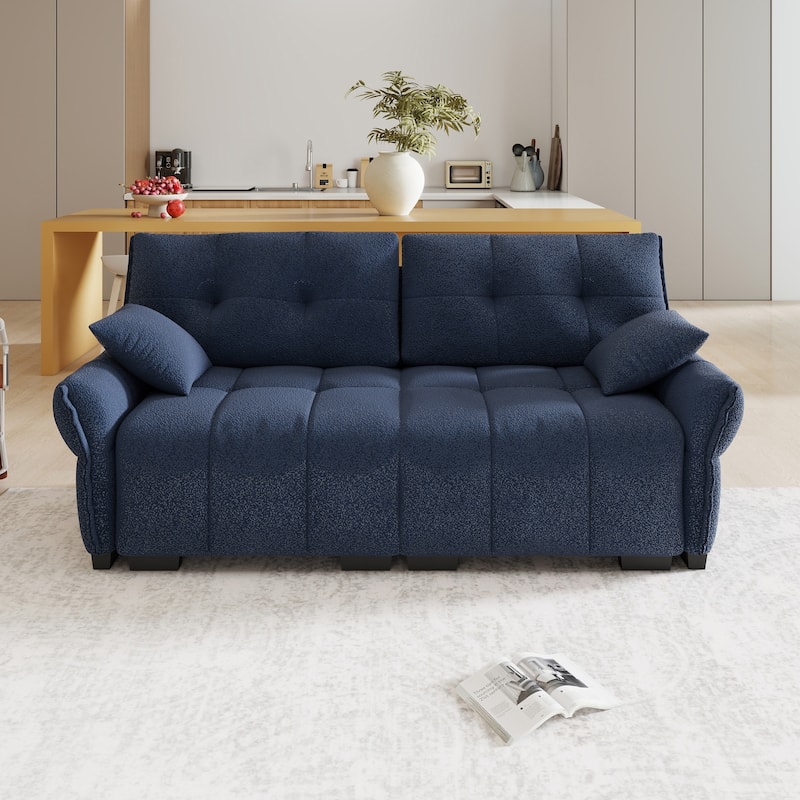 Ergonomic Design 78.7-inch Double Seater Loveseat Sofa Chenille Couch for Living Room, Lounge, Office Space - Blue