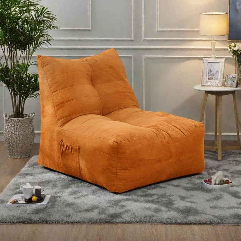 Suede Memory Foam Bean Bag Lounge Chairs and 550lb Capacity - Yellow Brown