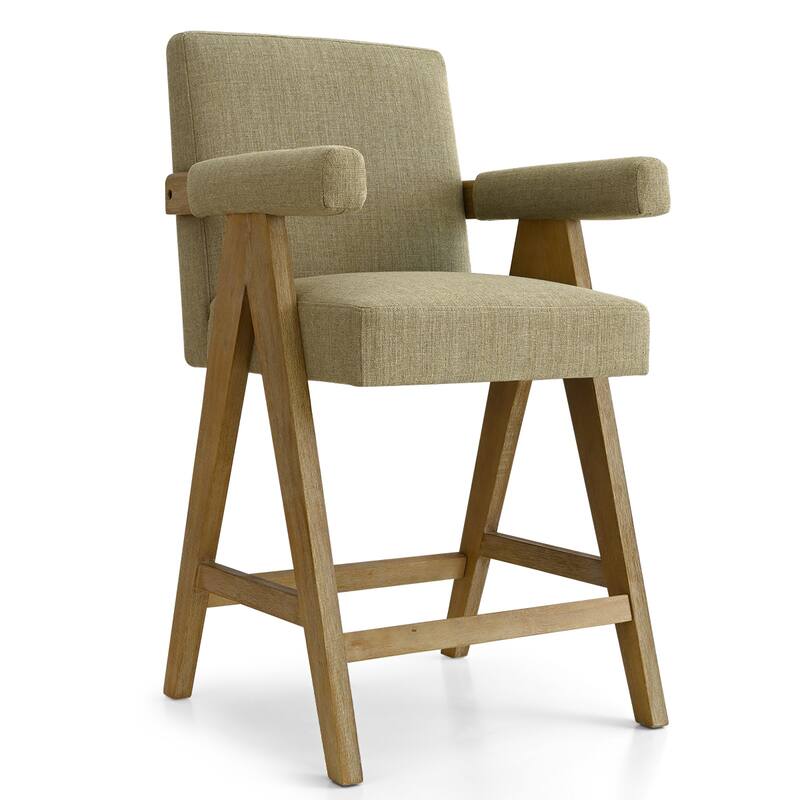 Linen Counter Stool with Arms