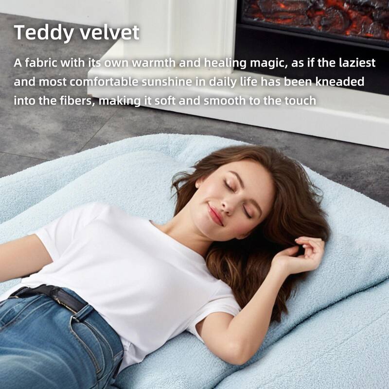 Folding Sofa Chair with 5 Adjustable Positions, Plush Floor Lounge Chair
