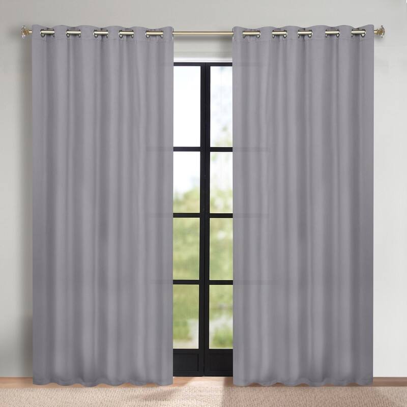 Superior Solid Machine Washable Room Darkening Grommet Blackout Curtains, Set of 2