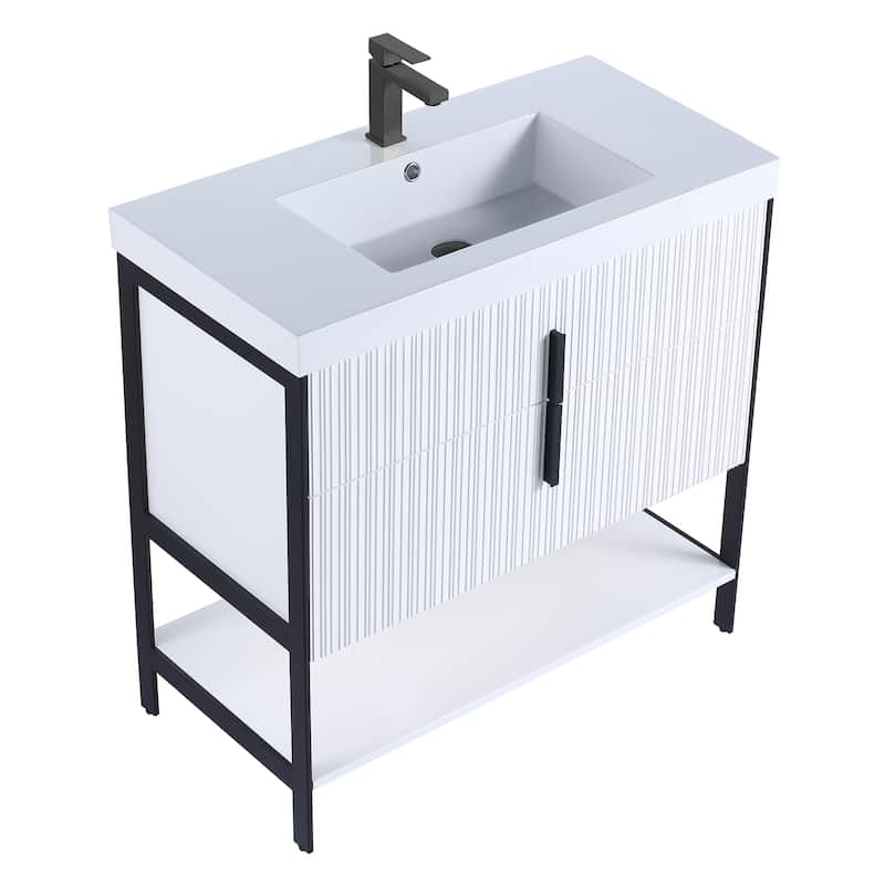 Fine Fixtures Serenity Modern Bathroom Vanity with White Gel Acrylic Top