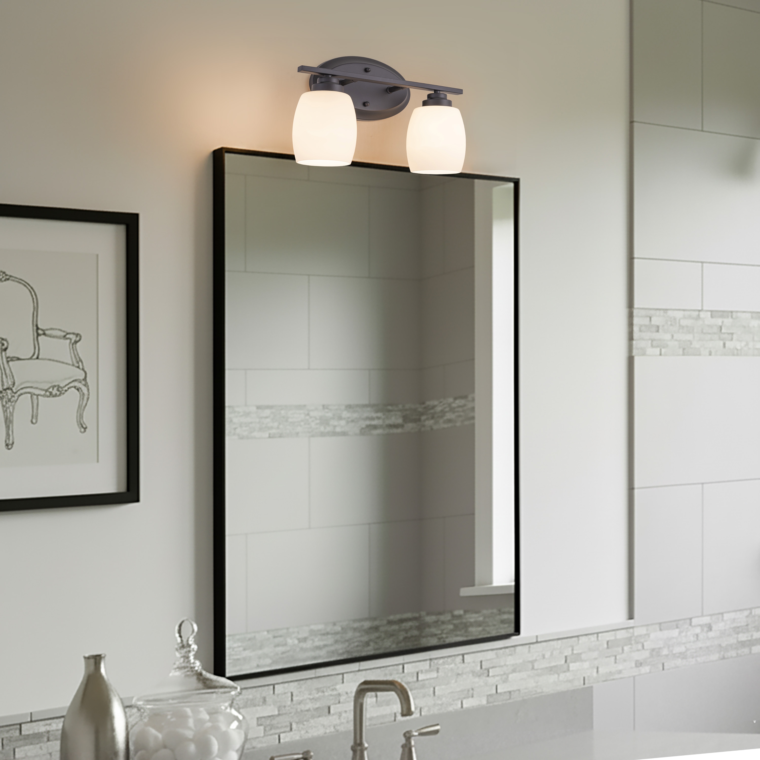 C Cattleya Vanity Light Indoor Wall Sconce Light with White Opal Glass