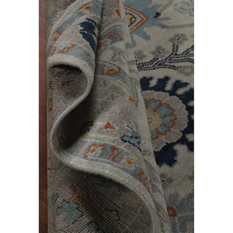 Hand Knotted Oriental 100% Wool Carpet Transitional All-Over Greys & Charcoal Oushak Area Rug - 10' 2'' X 7' 11''