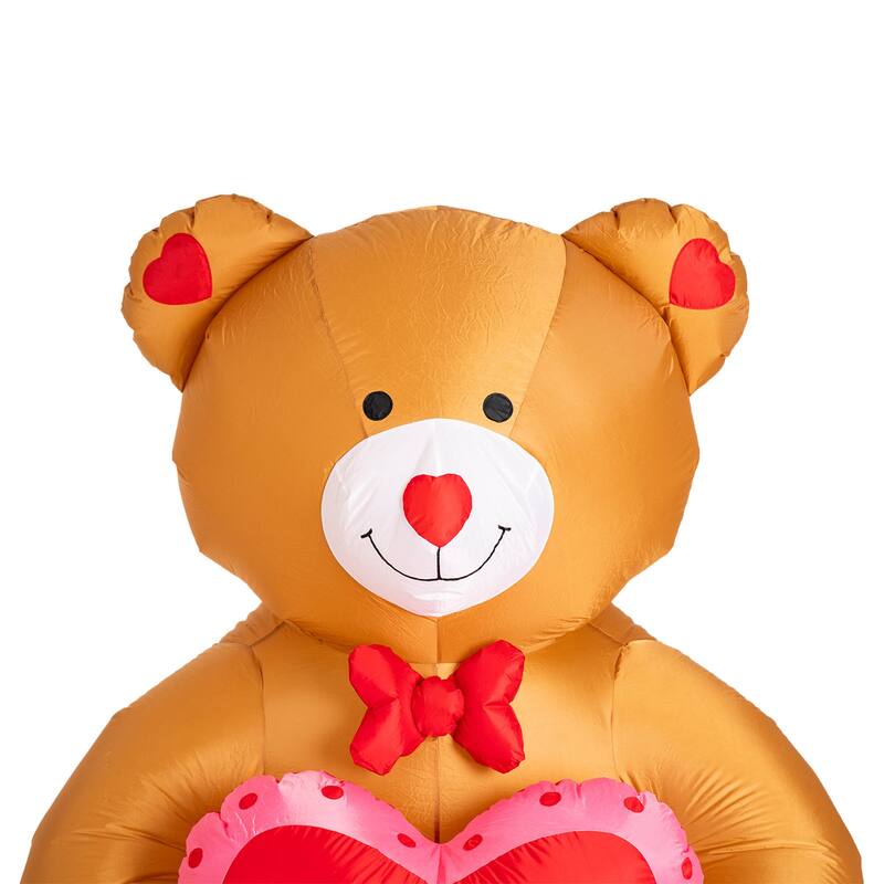 Glitzhome 6'H Lighted Valentine's Bear with Heart Inflatable Decor - 6ft