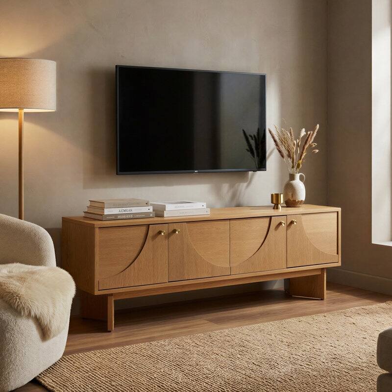 Studio London Oak Wood Zahra TV Stand for Wooden Entertainment Center