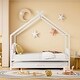preview thumbnail 19 of 25, Full Size Metal House Bed with Twin Size Trundle and Sturdy and Durable White