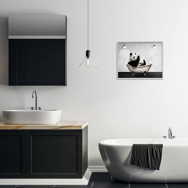 Stupell Panda in Modern Bubble Bath Framed Giclee Art Design By Seven Trees Design