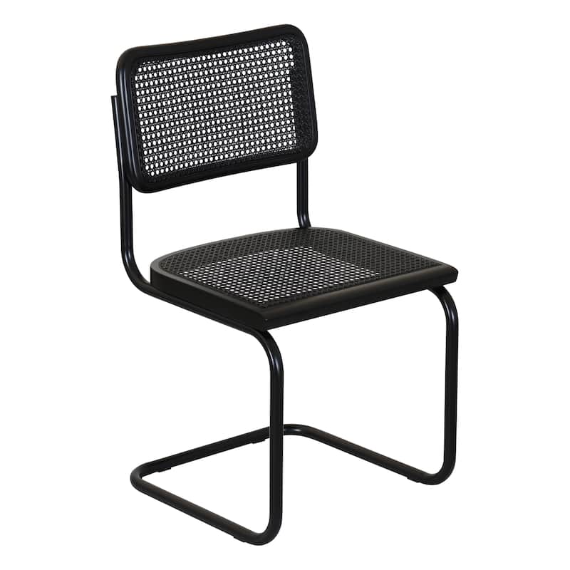 Breuer Chair Company Marcel Breuer Cesca Cane Cantilever Side Chair w/ Black Steel Frame (Various Wood & Cane Colors) - All-Black