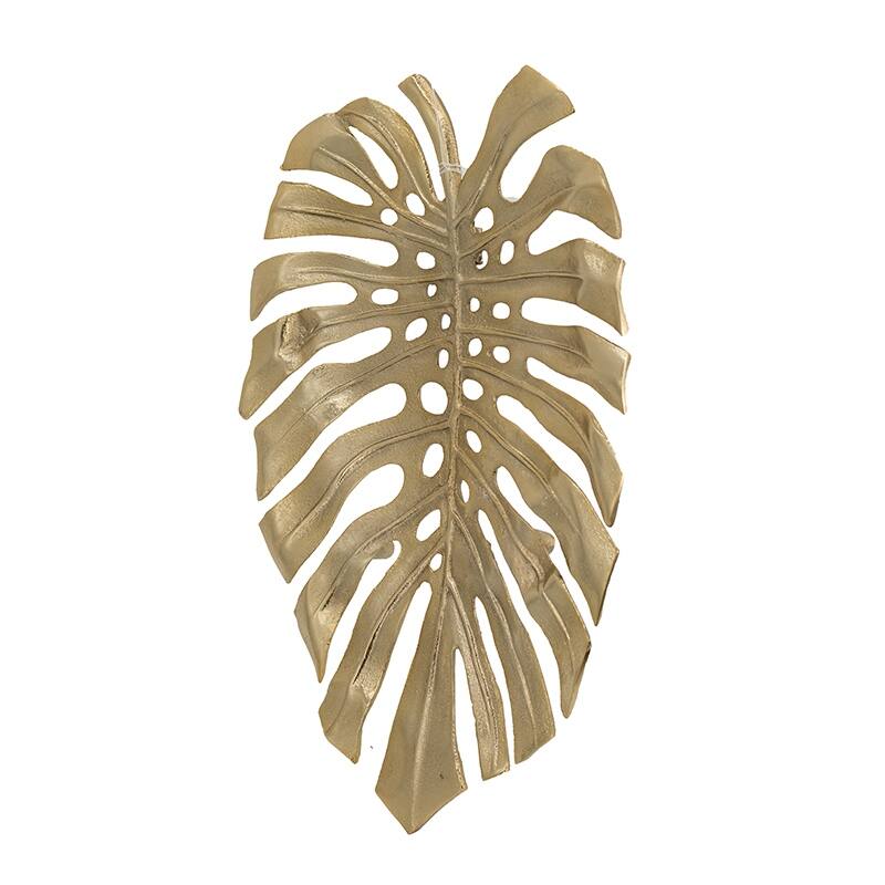 Modern Multi-functional Monstera Leaf Wall Decor with Bright Gold Finish, for Various Interior Styles and Themes