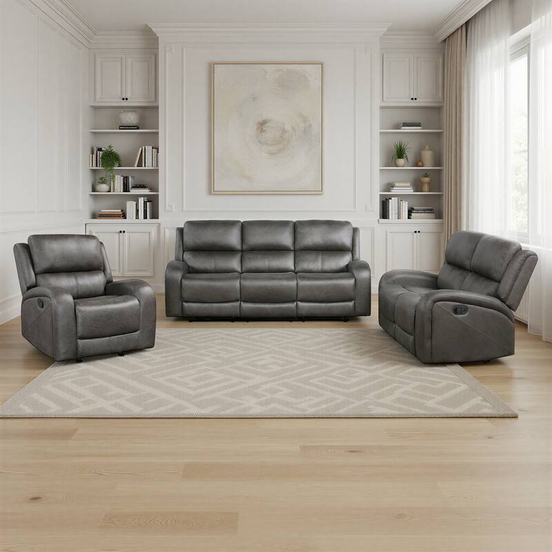Fremont & Park Mabel Polished Microfiber 3-Piece Manual Reclining Sofa Set