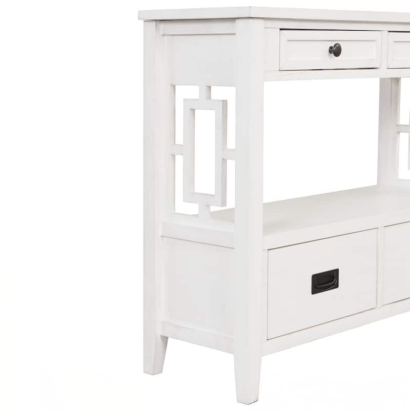 36'' Farmhouse Pine Wood Console Table Entry Sofa Table with 4 Drawers & 1 Storage Shelf for Entryway Living Room Bedroom