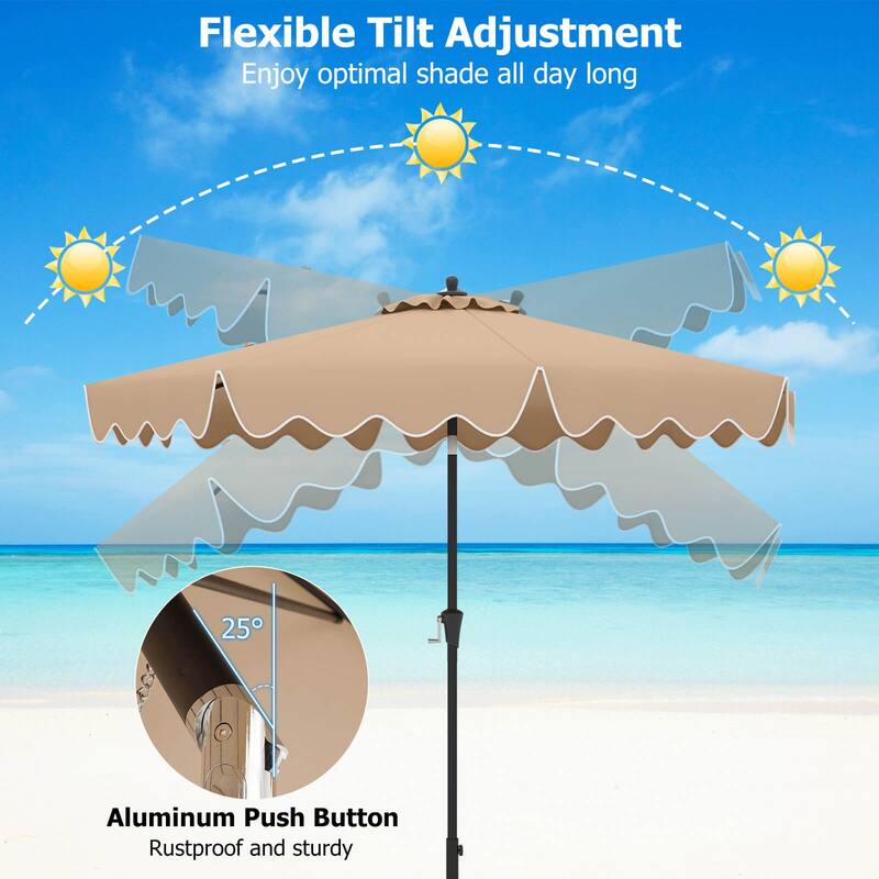Costway 9 FT Patio Umbrella 2-Tier Market Table Umbrella with