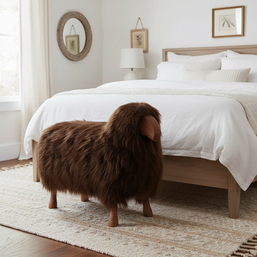 Fabric Wood Figurine with Casual Style and Decorative Wooden Accent